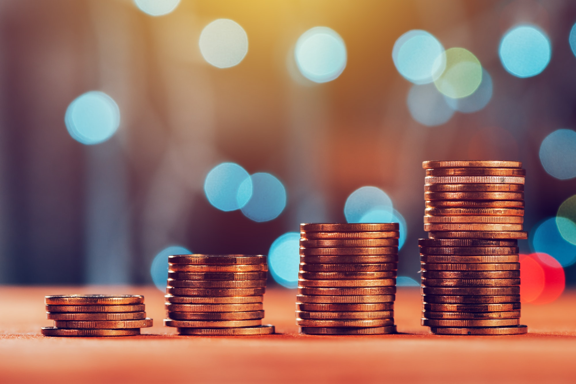 Money savings concept with coin stack